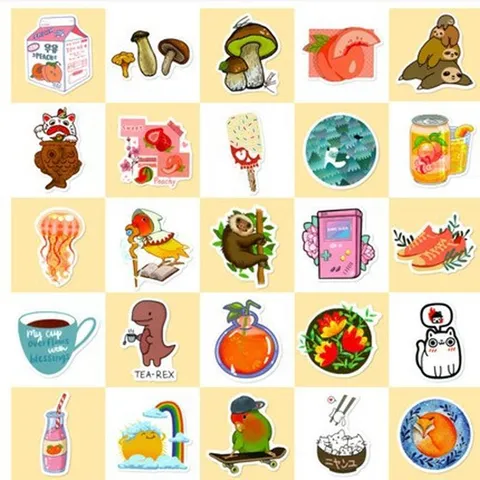 Pegatinas de Graffiti Impermeables Cartoon Animal Planta Vinilo Calcomanía Paquete Para Laptop Guitarra Equipaje Teléfono