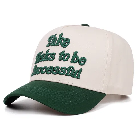 Berretto da Baseball in Cotone Unisex Ricamo Lettere 3D Take Risks Protezione Solare Esterna Regolabile Cappello Hip Hop Casual