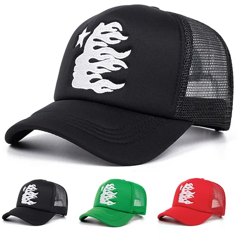 Uomini Donne Berretto da Baseball Ricamato Sport all'Aperto Cappello Trucker in Rete Traspirante Regolabile Snapback
