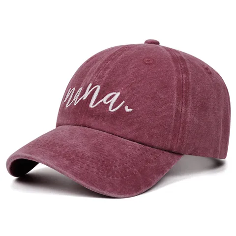 Berretto da Baseball in Cotone Lavato Vintage Lettera Ricamata Tesa Curva Dad Hat Regolabile Casual Hip Hop Cappello da Sole