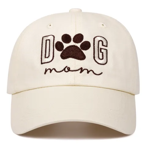 Cappellino da Baseball Ricamato Dog Mom Cotone Regolabile Dad Hat Sport Protezione Solare Cappello Casual per Donna