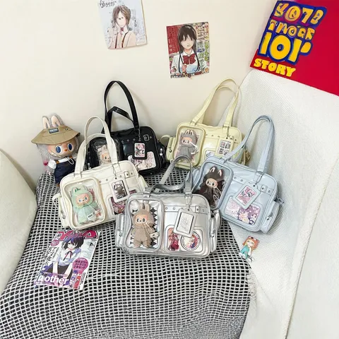 Mujeres Itabag Gran Capacidad Ventana Transparente Bolso Bandolera Cuero PU Escuela Viaje Casual Bolso Hombro