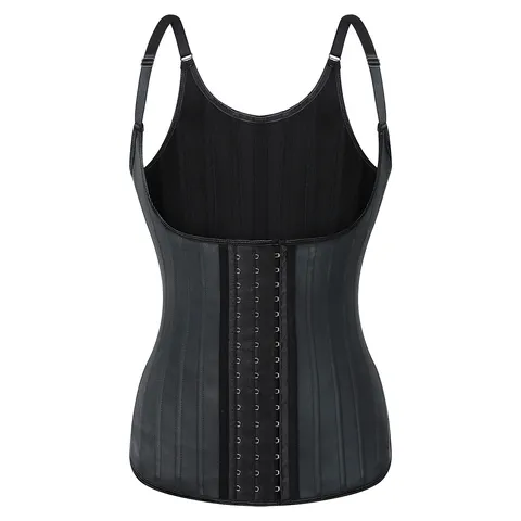 Chaleco Entrenador de Cintura de Elastano para Mujer Top Moldeador Mate Con Múltiples Varillas de Acero Correas Ajustables Cierre de Corchetes Faja