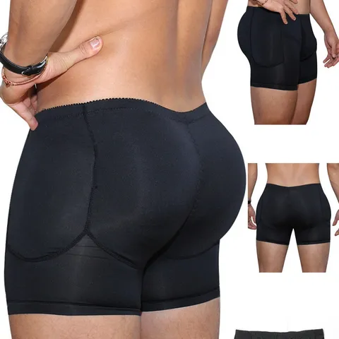 Men's Padded Butt Lifter Boxer Briefs Breathable Hip Enhancer Body Shaper Underwear High Waist Padded Boxer Trunks