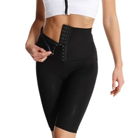 Women High Waist Butt Lifting Yoga Pants Abdominal Cinching Sauna Sweat Pants With Rows Buttons Milk Silk Spandex Sporty Slimming Shapewear