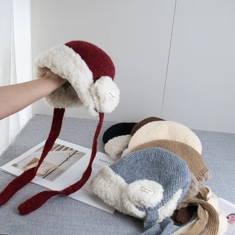 Cappello Ushanka Invernale Caldo Spesso da Donna in Finta Pelliccia Berretto in Maglia con Paraorecchie Morbido Peluche per Esterno