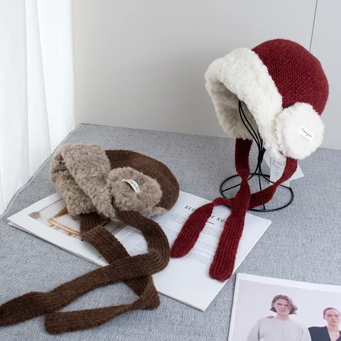 Cappello Ushanka Invernale Caldo Spesso da Donna in Finta Pelliccia Berretto in Maglia con Paraorecchie Morbido Peluche per Esterno