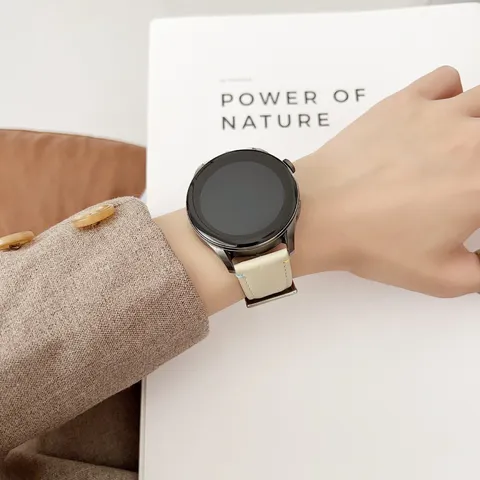 Bracelet de Montre Connectée en Cuir Véritable Bracelet de Rechange Minimaliste Affaires Compatible Avec Diverses Montres Connectées