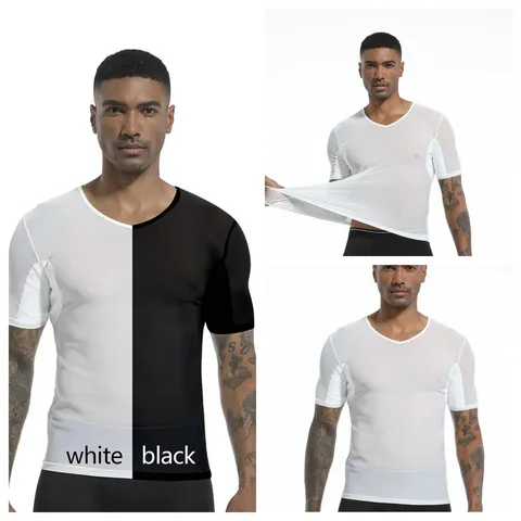 Camiseta de Modal para Hombre Absorbente de Sudor Con Almohadillas en las Axilas Transpirable Secado Rápido Camiseta Interior Cuello Redondo