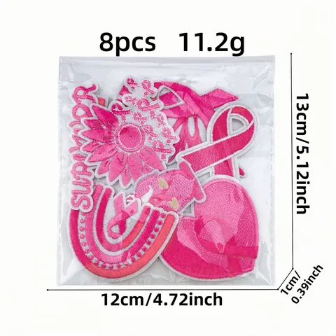 Écussons Brodés Ruban Rose Pour Vêtements Thermocollants Cœur Lettre Badges Sensibilisation Applique Pour Vestes Sacs À Dos Décoration