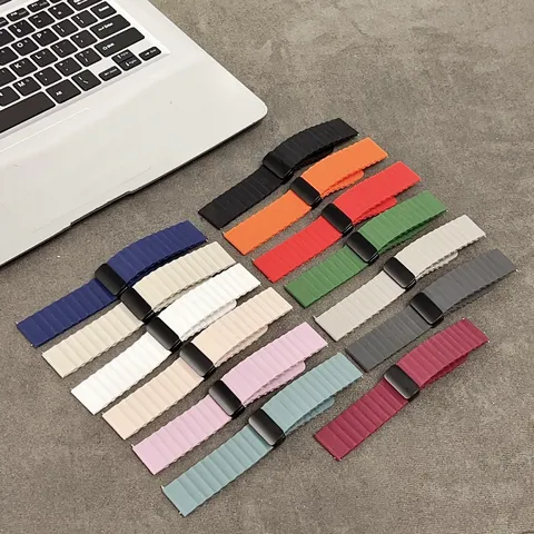 Langlebiges Silikon Uhrenarmband Wellenmuster Design Magnetischer Verschluss Ersatzarmband Für Smartwatch
