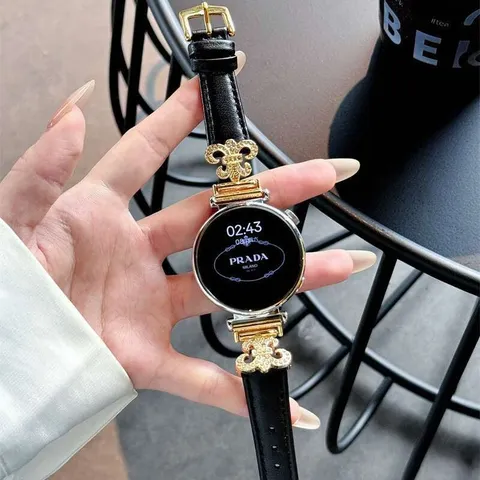 Smartwatch Leather Band Compatible With Watch Luxury Rhinestone Metal Connector Replacement Strap Fashion Wristband