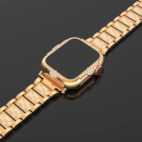 Bling Crystal Rhinestone Protective Watch Case For Smartwatch Plated PC Bumper Frame Luxury Accessories