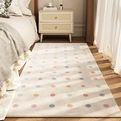 Thickened Imitation Cashmere Rainbow Bedroom Carpet Modern Minimalist Anti-Slip Bedside Rug Home Decor Floor Mat