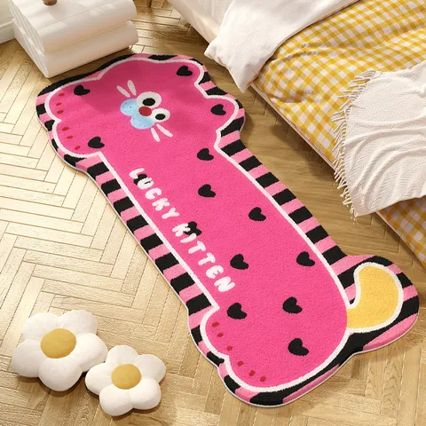 Cute Animal Shape Soft Polyester Bedside Rug Cartoon Patterned Area Carpet For Bedroom Living Room Floor Decoration Home Mat
