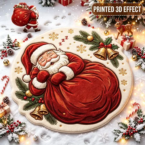 Runder Weihnachts Teppich Weihnachtsmann Rentier Bedruckt Faux Kaschmir Weich Rutschfest Area Rug Für Wohnzimmer Schlafzimmer