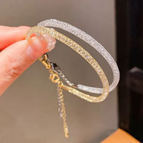 Funkelndes Sternenstaub Mesh Armband Für Damen Leichter Luxus Legierung Strass Verstellbares Kettenglied Armband Schmuck Geschenk