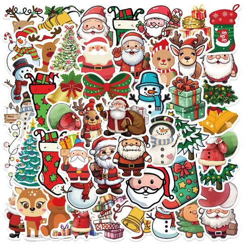 Weihnachten Wasserdichte Aufkleber PVC Decals Für Gepäck Laptop Handy Niedliche Feiertag Cartoon Dekoration Party Zubehör