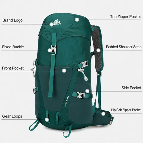 Professional Hiking Backpack Waterproof Outdoor Sports Travel Rucksack Large Capacity Wear Resistant Daypack Men Women