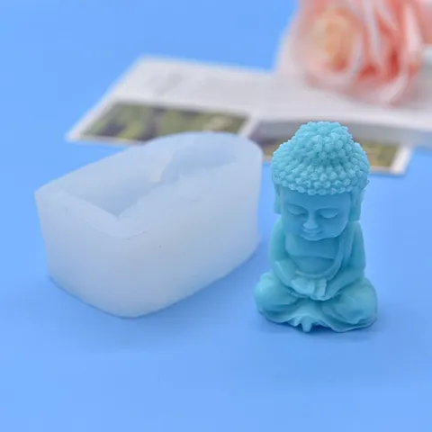 Stampo in Silicone per Piccolo Buddha in Stile Cinese Tradizionale per Stampo da Artigianato di Candela Profumata Fatta a Mano Fai-da-Te Stampo in Silicone Bianco Traslucido