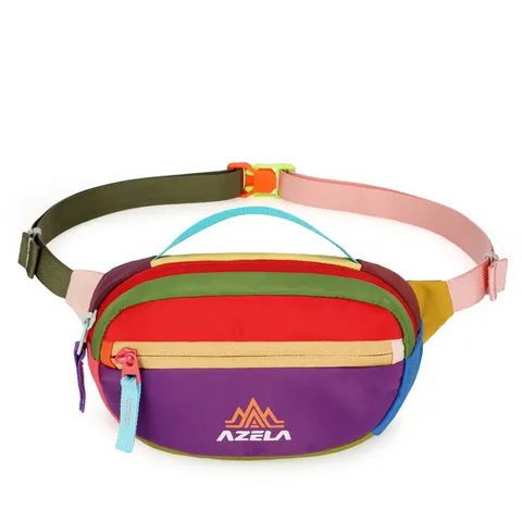Outdoor Waterproof Waist Bag Colorblock Splicing Chest Bag Fashion Casual Travel Sport Fanny Pack For Women Men