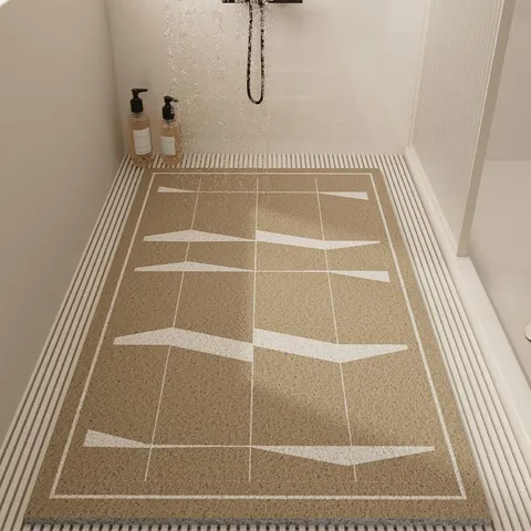 Tappetino Antiscivolo per Bagno in PVC Anello Cavo Impermeabile Motivo Geometrico Tappeto Lavabile