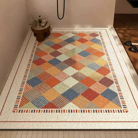 Alfombrilla de Suelo de PVC Estilo Americano Drenaje Hueco Antideslizante Geométrico
