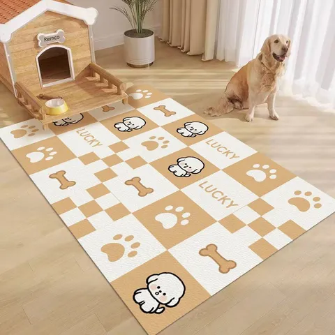 Tappetino per Animali Domestici in PVC a Cartoni Animati Antiscivolo Facile da Pulire Tappetino per la Casa Resistente allo Sporco Decorazione per Soggiorno