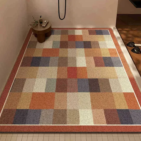 Alfombrilla de Suelo de PVC Estilo Americano Drenaje Hueco Antideslizante Geométrico