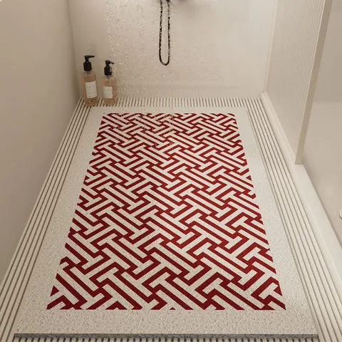 Tappetino Antiscivolo per Bagno in PVC Anello Cavo Impermeabile Motivo Geometrico Tappeto Lavabile