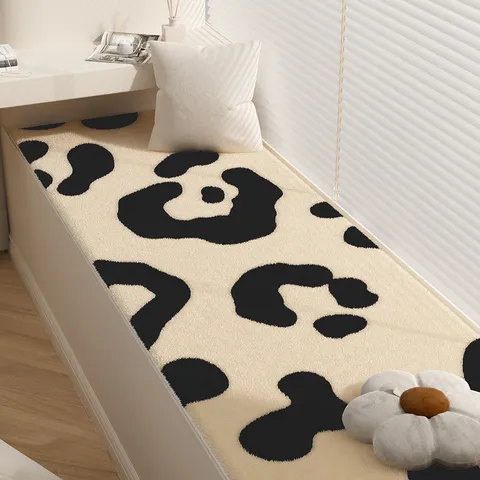 Tapis de Fenêtre en Faux Cachemire Motif Lait Tapis de Sol de Balcon Tapis de Salon Tapis de Table Basse Tapis de Chevet Décoration de Maison