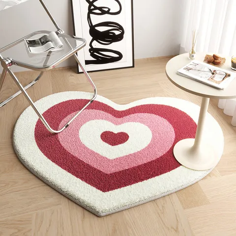 Nordique Minimaliste Fausse Cachemire Tapis Forme de Cœur Salon Canapé Table Basse Tapis Chambre à Couchere Antidérapant