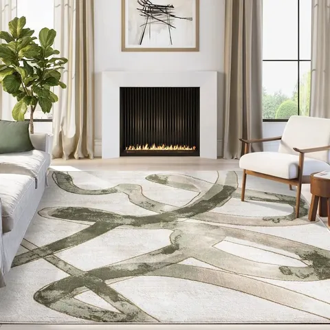 Tappeto in Finta Cashmere con Linee Geometriche Moderno Minimalista Antiscivolo Lavabile Comodino Soggiorno Tappeto d'Area Decorazioni per la Casa