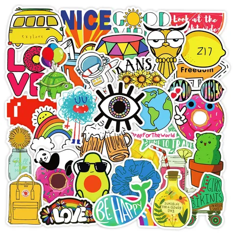 Wasserdichte Cartoon Graffiti Aufkleber PVC Dekorative Abziehbilder Für Laptop Gepäck Wasserflasche Skateboard Handwerk