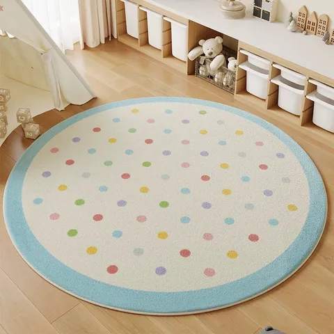 Minimalist Round Area Rug Soft Imitation Cashmere Carpet Cute Geometric Floral Living Room Mat