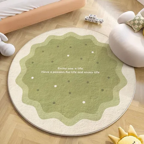 Minimalist Round Area Rug Soft Imitation Cashmere Carpet Cute Geometric Floral Living Room Mat
