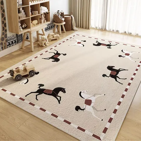 Alfombra Lindo Dibujos Animados para Sala de Estar Alfombra de Poliéster Absorbente Lavable Alfombra de Juego para Niños