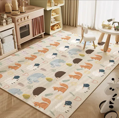 Alfombra Lindo Dibujos Animados para Sala de Estar Alfombra de Poliéster Absorbente Lavable Alfombra de Juego para Niños