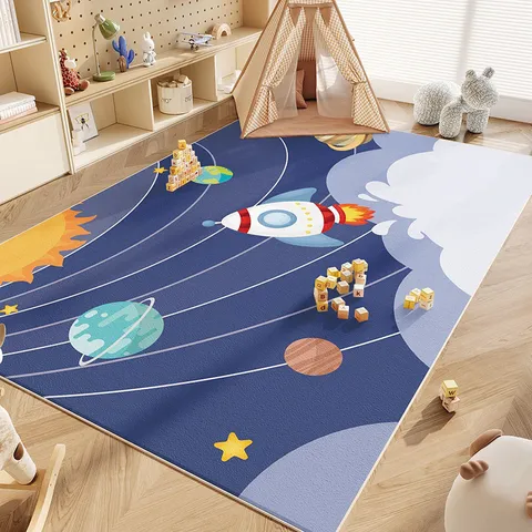 Tappeto Antiscivolo Stampato con Cartoni Animati per Bambini Carino Arcobalenico Animale Camera da Letto Soggiorno Morbido Pavimento in Velluto di Cristallo