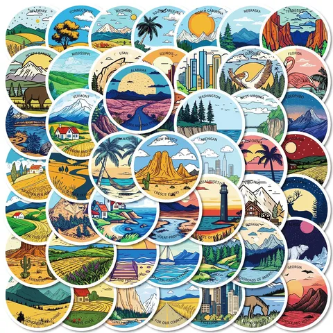 Outdoor Landschaft Graffiti Aufkleber PVC Wasserdicht Touristische Szenische Aufkleber Cartoon Aufkleber Pack Für Gepäck