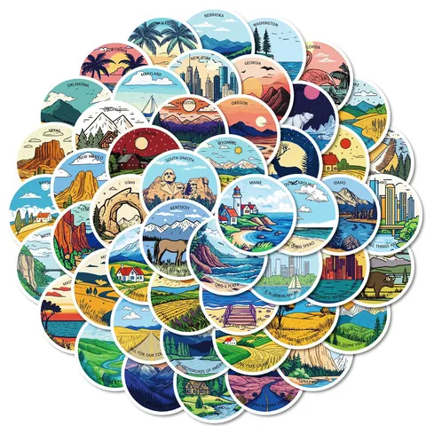 Outdoor Landschaft Graffiti Aufkleber PVC Wasserdicht Touristische Szenische Aufkleber Cartoon Aufkleber Pack Für Gepäck