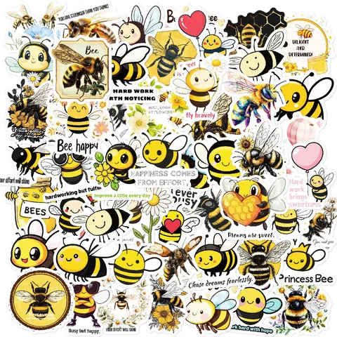 Süße Biene Thema Cartoon Englische Motivierende Aufkleber Wasserdichte PVC Abziehbilder Für Laptop Handy Gepäck DIY Dekor