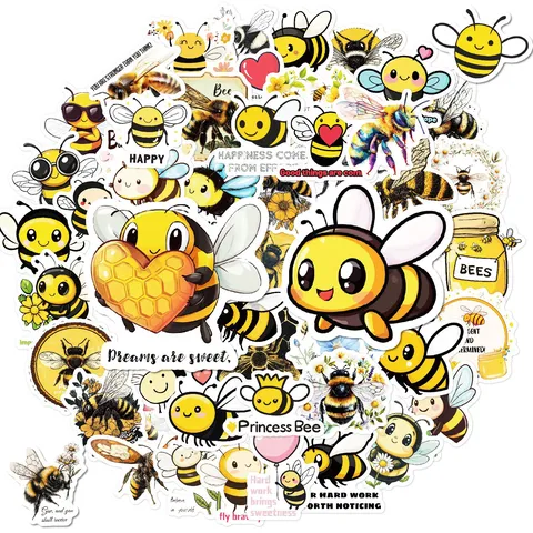 Süße Biene Thema Cartoon Englische Motivierende Aufkleber Wasserdichte PVC Abziehbilder Für Laptop Handy Gepäck DIY Dekor