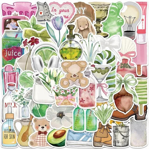 Autocollants Imperméables Esthétiques Pack de Stickers Style Clean Girl Pour Bagage Guitare Skateboard Téléphone DIY
