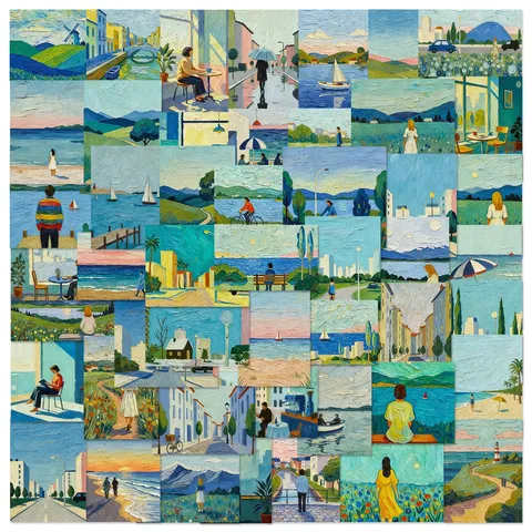 Malerische Landschaft Wasserdichte Aufkleber Ästhetische Vinyl Aufkleber Süße Heilende Kunst Aufkleber Für Tagebuch Scrapbooking