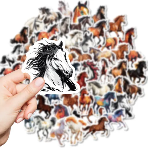 Waterproof PVC Animal Stickers Ink Style Galloping Horse Decals For Journaling DIY Decorative Craft Laptop Water Bottle