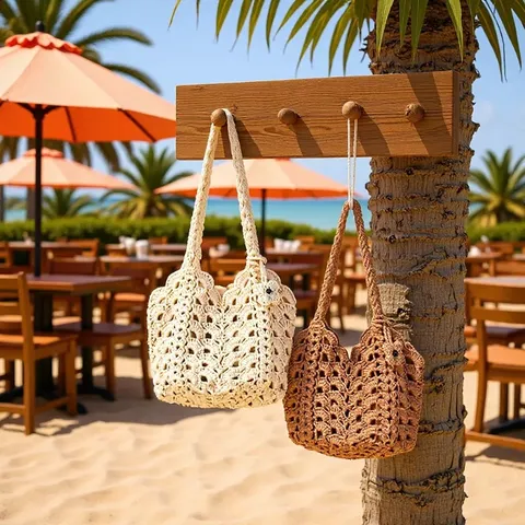 Womens Casual Cotton Crochet Woven Shoulder Bag Hollow Out Handbag Fashion Underarm Bag Daily Purse