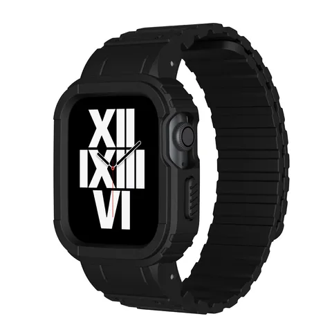 Protective Case With Magnetic Strap Compatible With Apple Watch Rugged TPU Bumper Wristband Fashion Sports Band