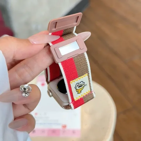 Nylon Geweven Magnetische Gestreepte Horlogeband Vervangende Band Voor Apple Watch