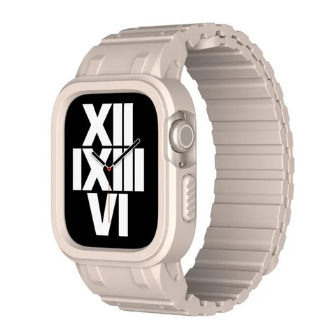 Protective Case With Magnetic Strap Compatible With Apple Watch Rugged TPU Bumper Wristband Fashion Sports Band